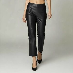 Vintage Escada Black Lambskin Pants - Cropped Flare - Pieced Leather - Women's 6